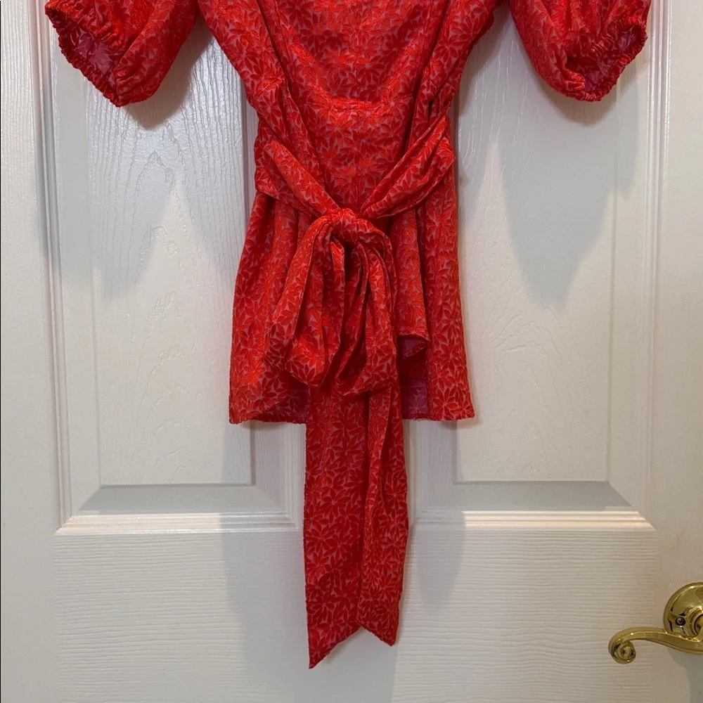 Ted Baker London Devonaa Puff Sleeve Ruffle Top Fuchsia Size XS NWT - Picture 8 of 14